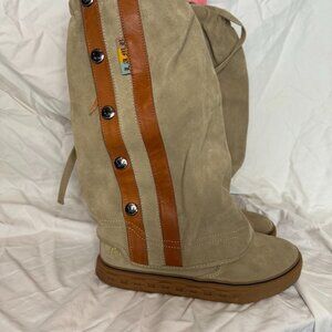 L.A.M.B. Suede Sneaker Boot with Overlay Size 8 RARE